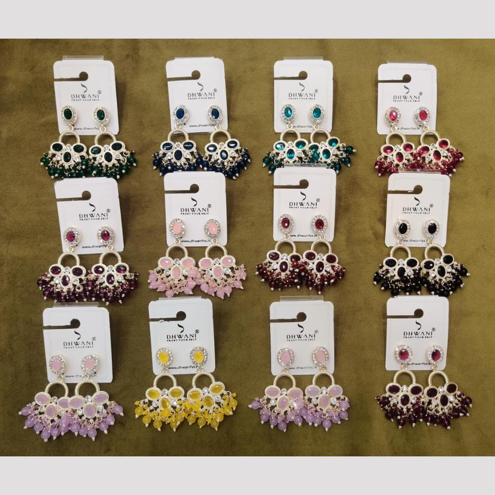 Dhwani Glamorous Austrian Stone And Kundan Beads Dangler Earrings