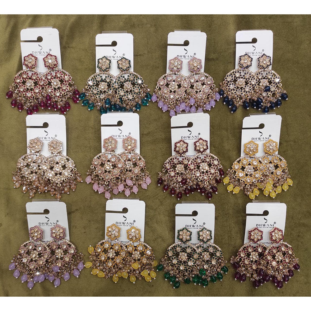 Dhwani Grace Crystal Stone Beads And Pearl Occasion Earrings