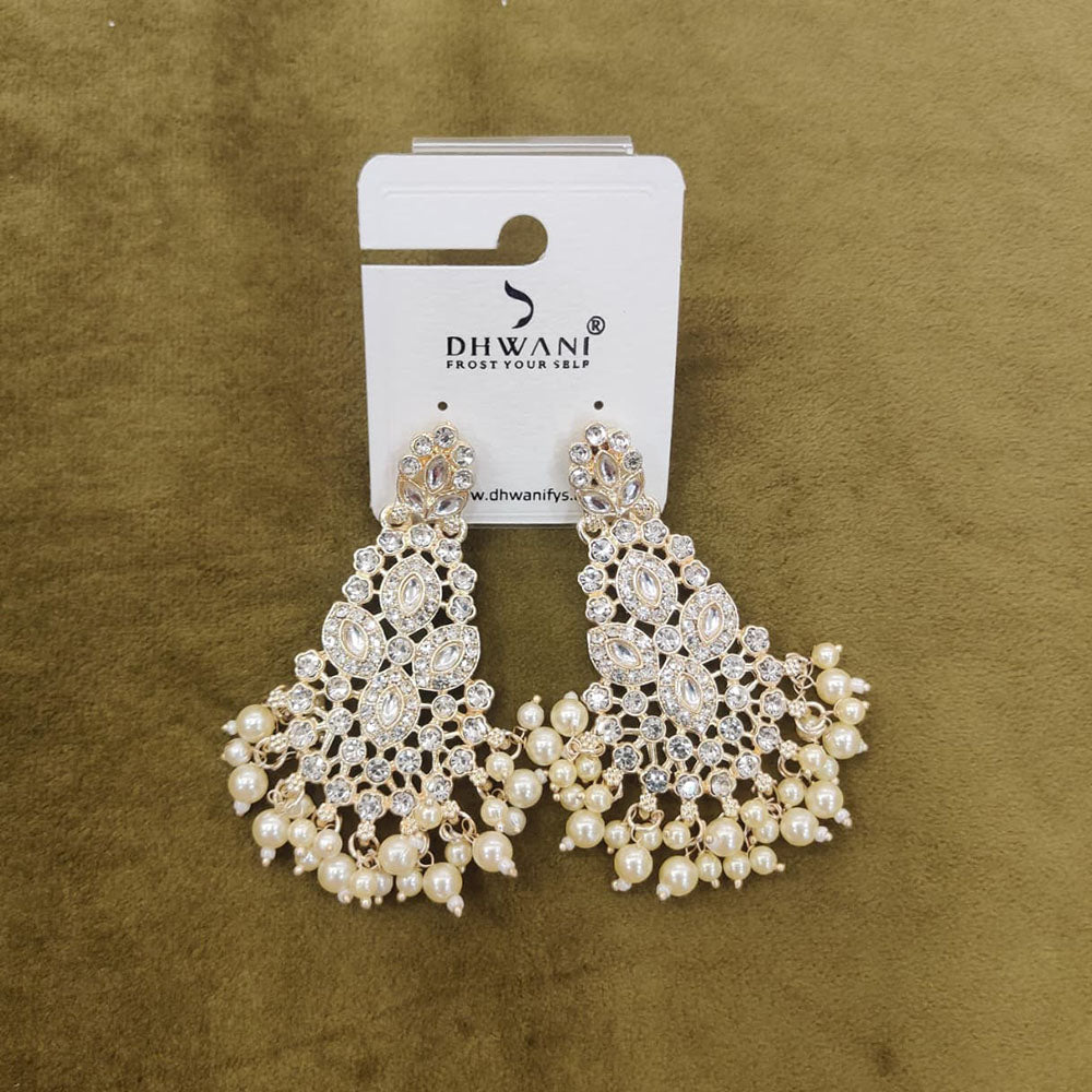 Dhwani Kundan And Austrian Stone Pearl Dangler Earrings