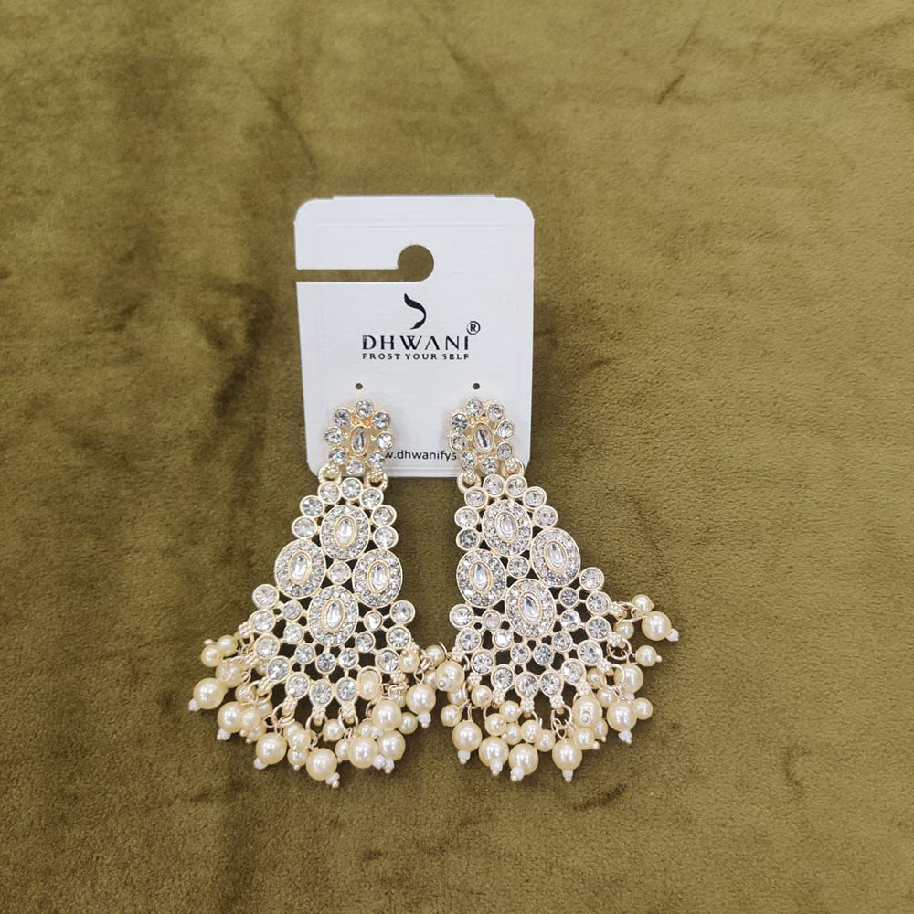 Dhwani Kundan And Austrian Stone Pearl Dangler Earrings
