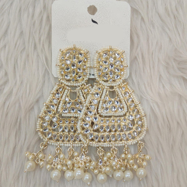 Dhwani Gold Plated Kundan Stone And Pearl Dangler Earrings