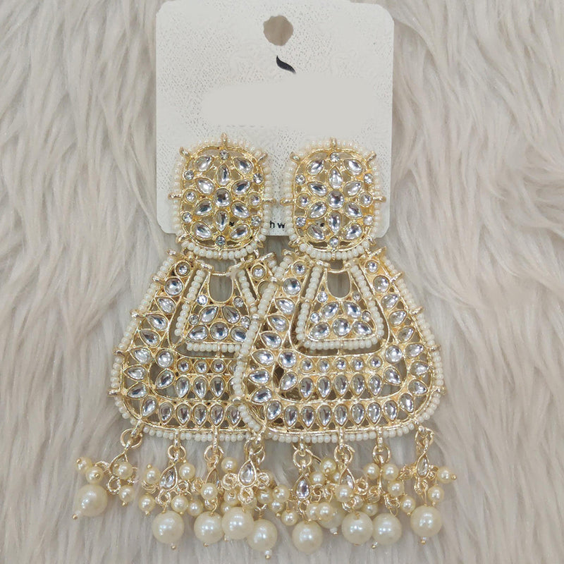 Dhwani Gold Plated Kundan Stone And Pearl Dangler Earrings