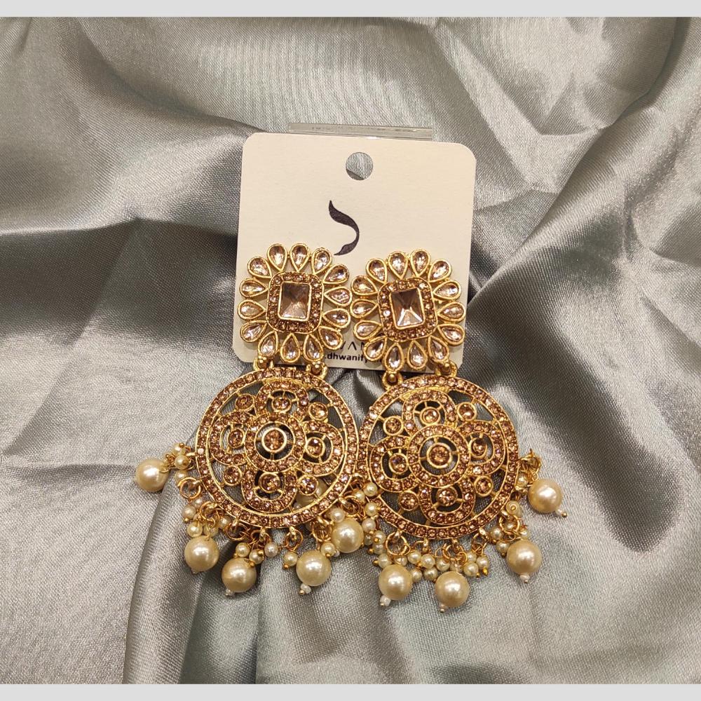 Dhwani Gold Plated Crystal Stone And Beads Dangler Earrings