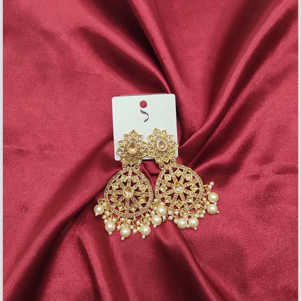 Dhwani Gold Plated Crystal Stone And Beads Dangler Earrings
