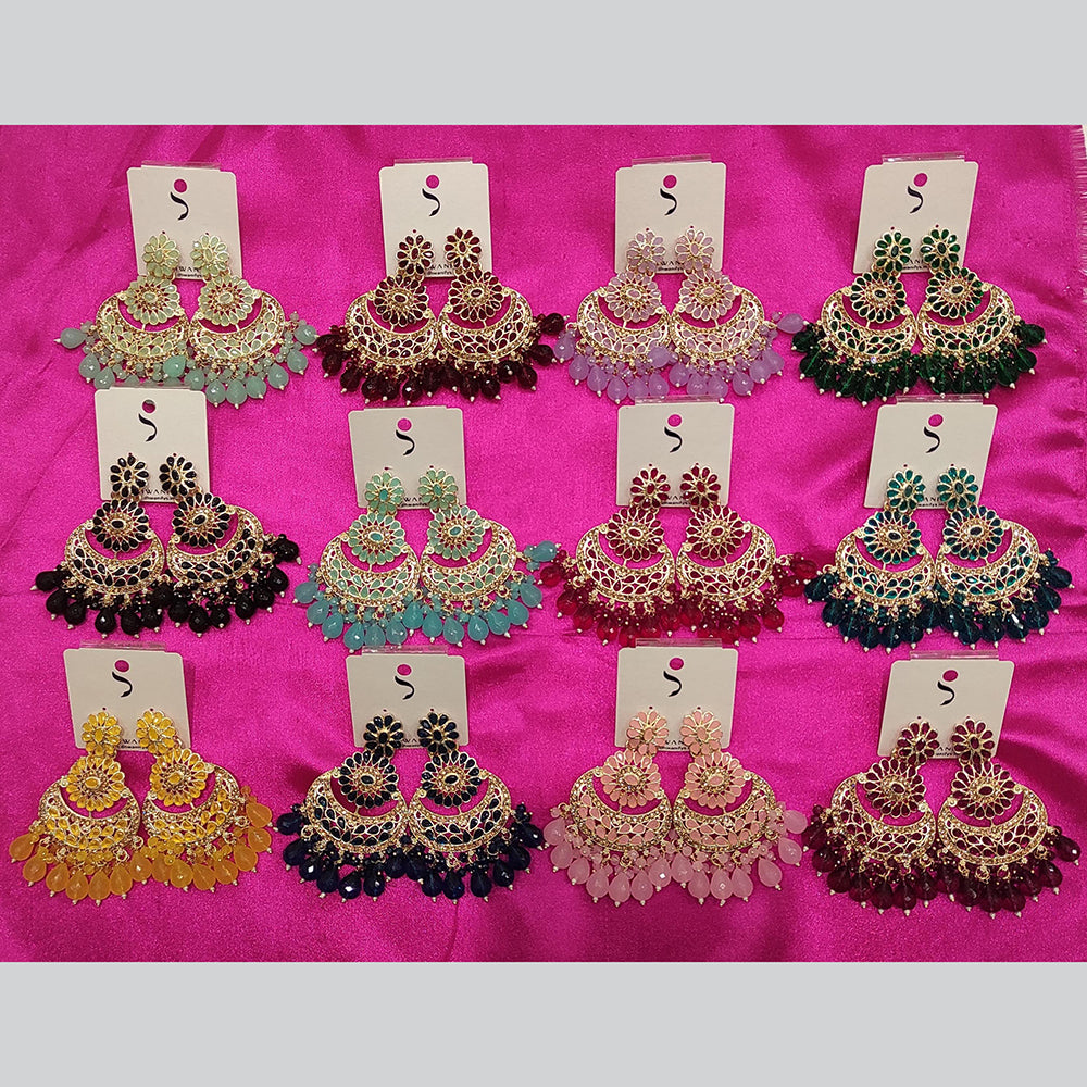 Dhwani Gold Plated Crystal Stone And Beads Dangler Earrings