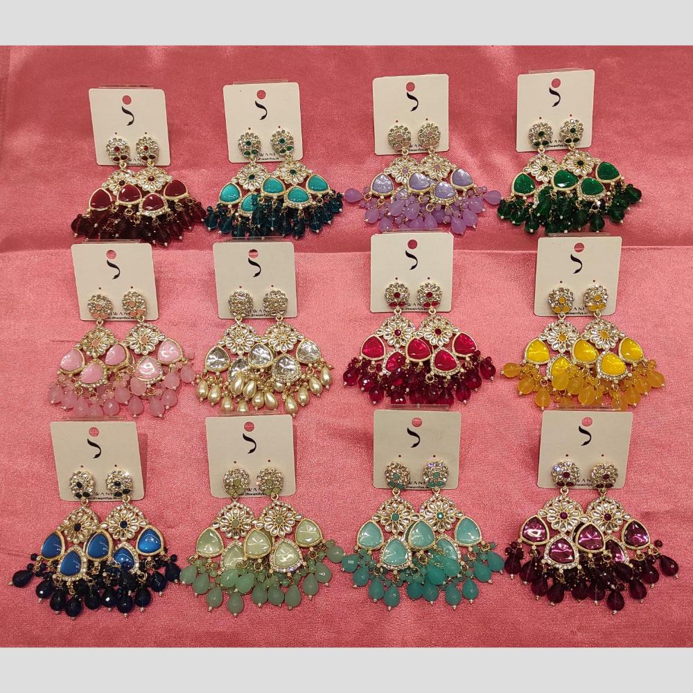 Dhwani Gold Plated Kundan Stone And Beads Dangler Earrings