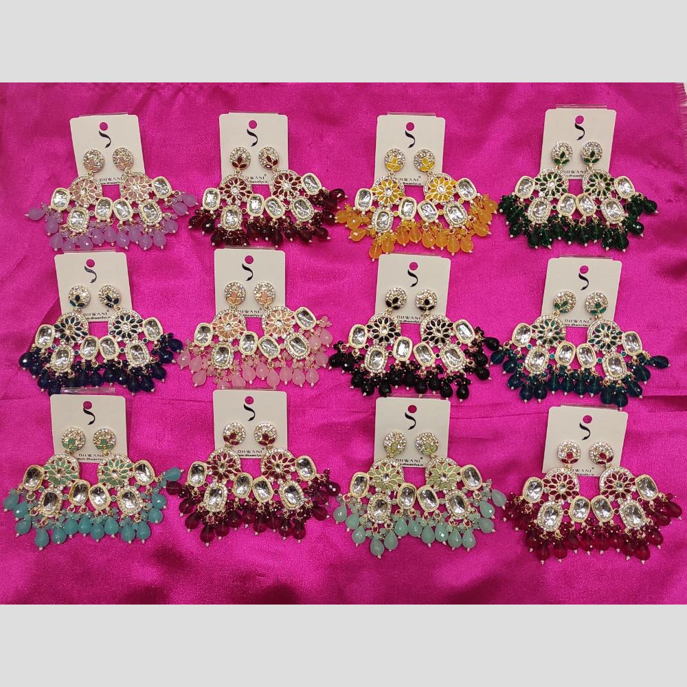 Dhwani Gold Plated Kundan Stone And Beads Dangler Earrings