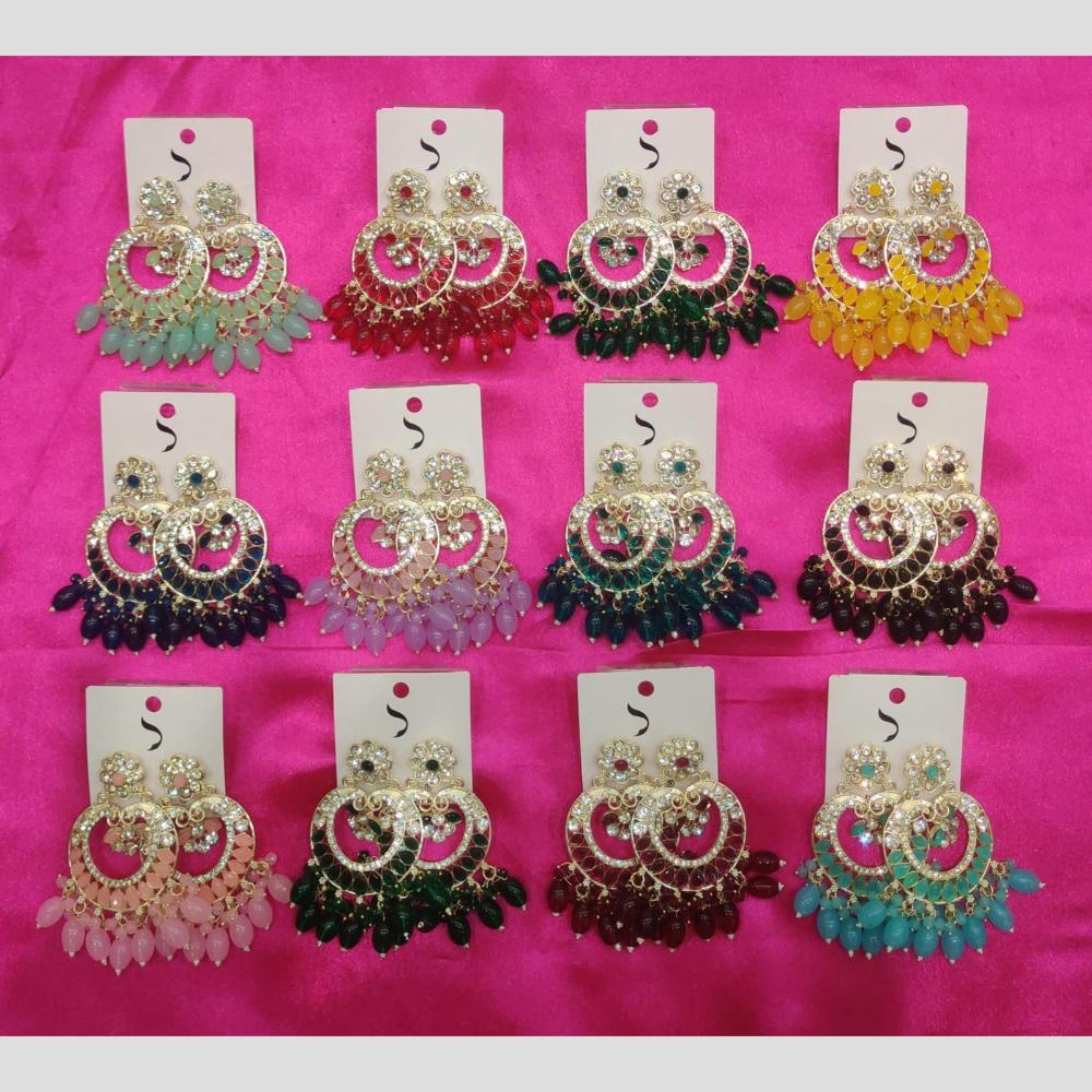 Dhwani Gold Plated Crystal Stone And Beads Dangler Earrings