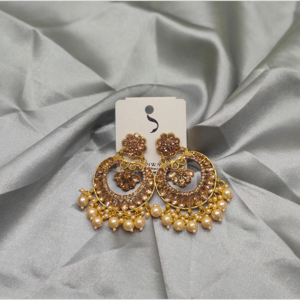Dhwani Gold Plated Crystal Stone And Beads Dangler Earrings