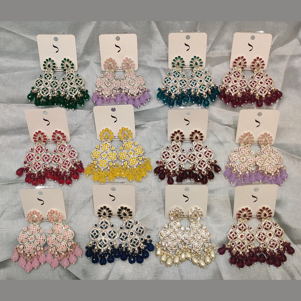 Dhwani Crystal Stone And Beads Dangler Earrings