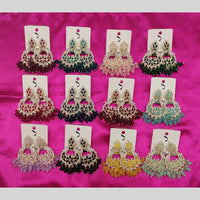 Dhwani Crystal Stone And Austrian Stone Beads Dangler Earrings (Assorted Color)