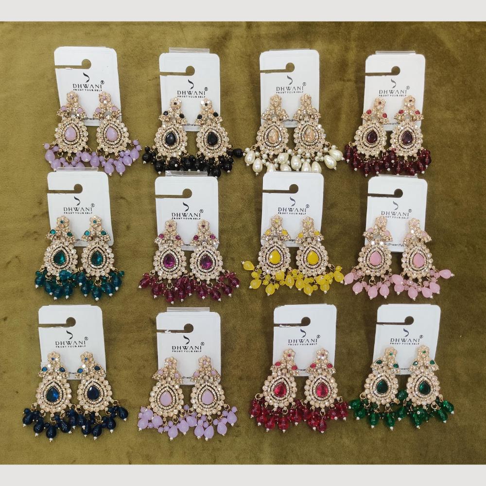 Dhwani Gold Plated Crystal Stone And Austrian Stone Beads Dangler Earrings