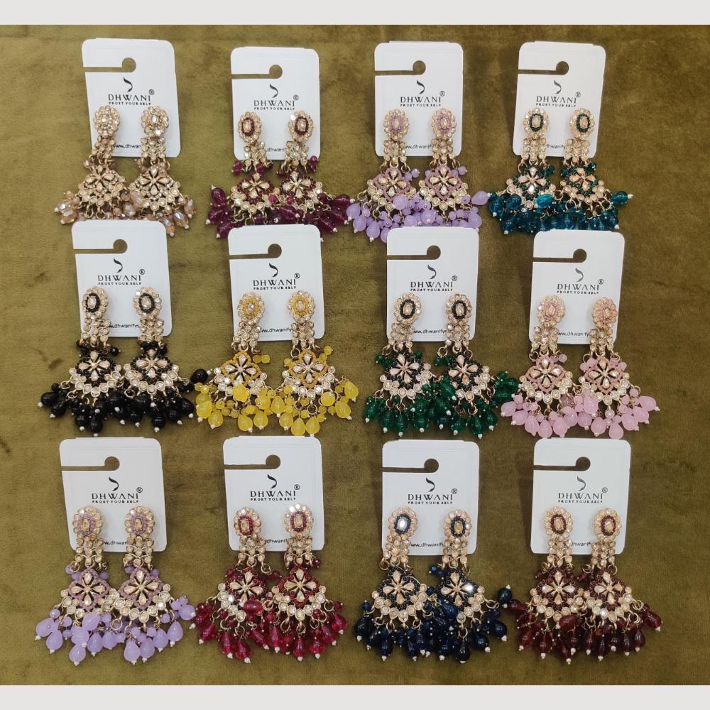 Dhwani Gold Plated Crystal Stone And Austrian Stone Beads Dangler Earrings