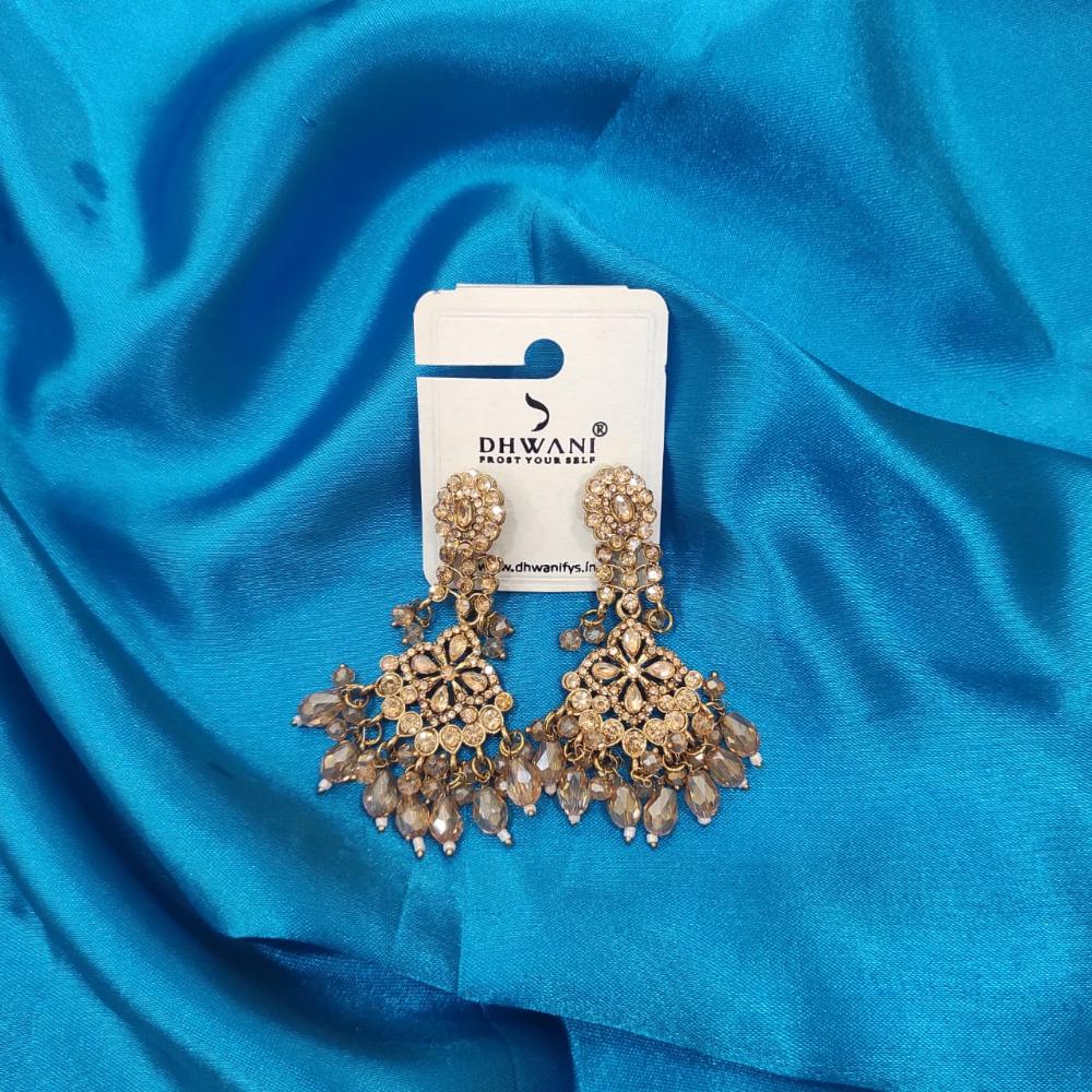 Dhwani Gold Plated Crystal Stone And Austrian Stone Beads Dangler Earrings