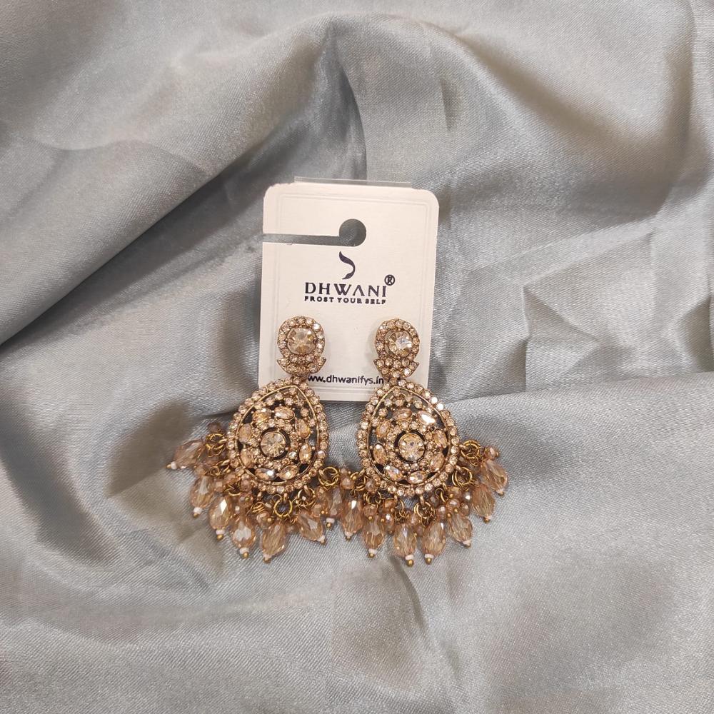 Dhwani Gold Plated Crystal Stone And Austrian Stone Beads Dangler Earrings