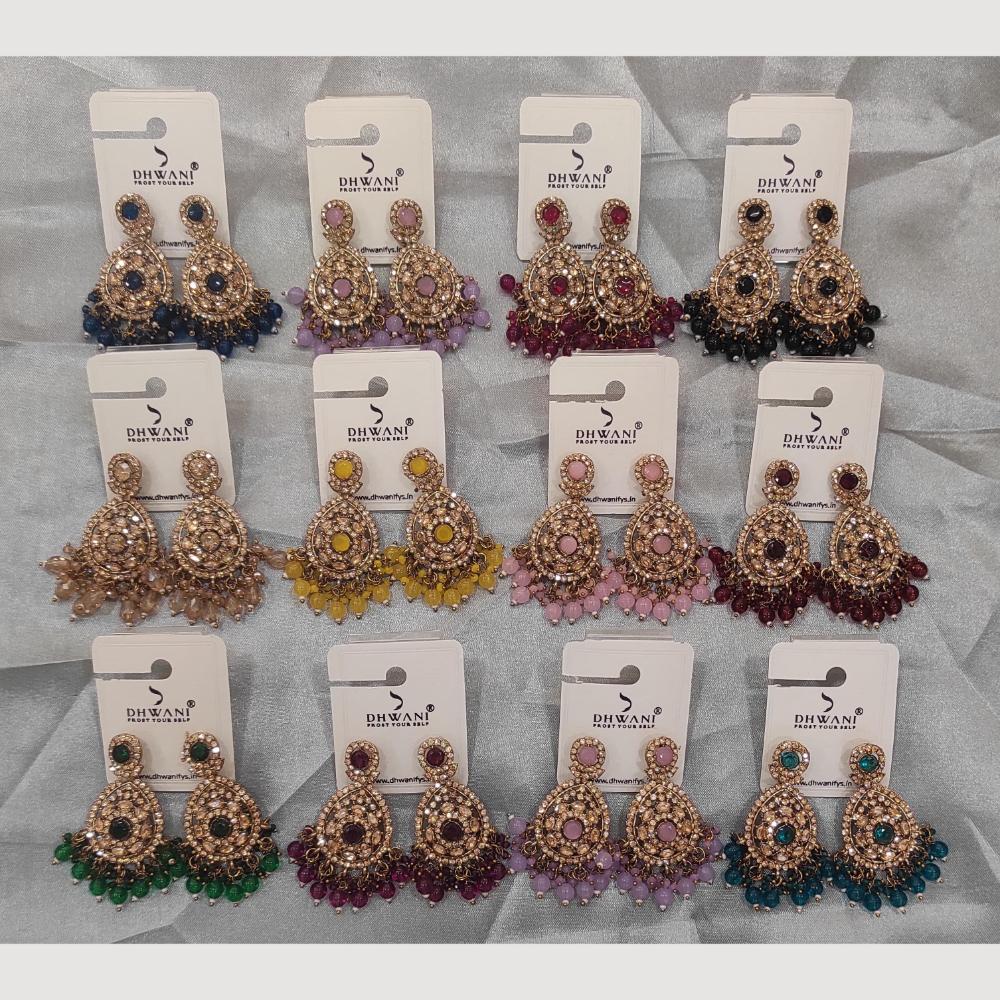 Dhwani Gold Plated Crystal Stone And Austrian Stone Beads Dangler Earrings
