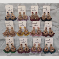 Dhwani Gold Plated Crystal Stone And Austrian Stone Beads Dangler Earrings