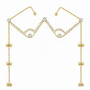 EtnicoFashion Gold Plated American Diamond Facelet Rimless Lensless Glasses Eyewear with Decorative Chains and Ghungroo Party Accessory for Women & Girls (F003)b