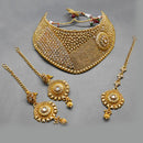 Darshana Jewels Kundan Stone Copper Necklace Set With Maang Tikka - FAP0101