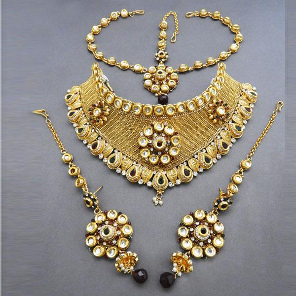 Darshana Jewels Kundan Copper Necklace Set With Maang Tikka - FAP0106