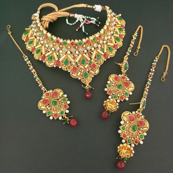 Darshana Jewels AD Stone Copper Necklace Set With Maang Tikka - FAP0136