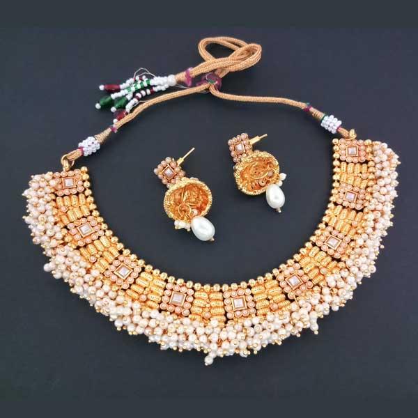 Darshana Jewels Pota Stone Copper Necklace Set - FAP0145