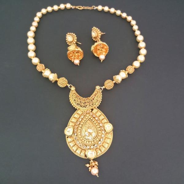 Darshana Jewels AD Stone Pearl Copper Necklace Set - FAP0182A