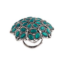 Etnico Ethnic Silver Oxidized Kundan Work Round Adjustable Finger Ring for Women (FL204GG)