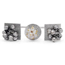 Etnico Silver Oxidised Ethnic Adjustable Brass Finger Ring Embellished With Ghungroo and Pearl For Women(FL222OX)