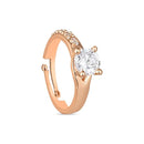 Etnico Rose Gold Plated Special Elegant Classy CZ Crystal Adjustable Designer Finger Ring for Women and Girls (Style 6)