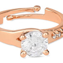 Etnico Rose Gold Plated Special Elegant Classy CZ Crystal Adjustable Designer Finger Ring for Women and Girls (Style 6)