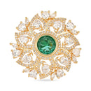 Etnico Gold Plated Special Stylish Latest Fashionable Design Floral CZ American Diamond Adjustable Finger Rings For Women & Girls (FL241G)