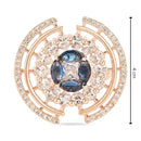 Etnico Rose Gold Plated Pink CZ American Diamond Round Princess Cut Adjustable Finger Rings For Women (Blue)