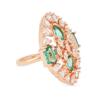 Etnico Rose Gold Plated Special Dazzling Cubic Zirconia Party Bling Statement Adjustable Brass Finger Ring For Women Girls (FL245G)