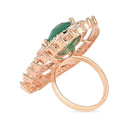 Etnico Rose Gold Plated CZ American Diamond Stylish Floral Shape Dazzling Adjustable Brass Finger Ring (FL247Min)