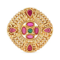 Etnico Gold Plated Traditional Design Comfort Fit Finger Ring For Women & Girls (Style-5)
