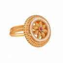 Etnico Gold Plated Traditional Floral Design Comfort Fit Finger Ring For Women (FL268)