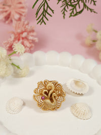 Etnico Gold Plated Traditional Peacock Design Comfort Fit Finger Ring for Women (FL269)