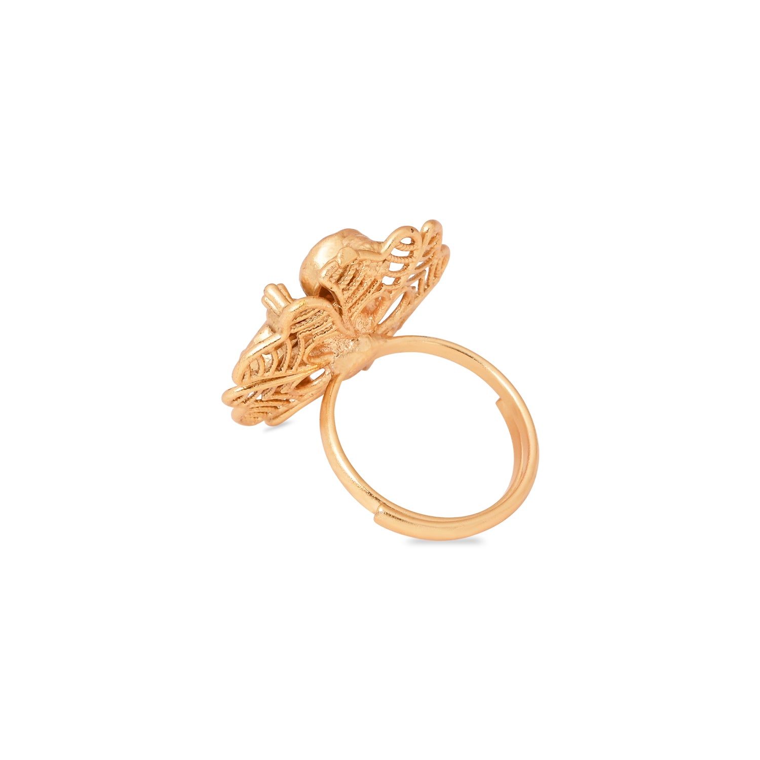 Etnico Gold Plated Traditional Peacock Design Comfort Fit Finger Ring for Women (FL269)