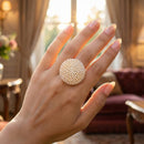 JS Fashion High Gold Classic Pearl Adjustable Ring