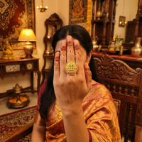 Js Fashion South Indian High Gold Temple Ring