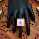 Js Fashion High Gold Royal Kundan And Pota Stone Designer Ring