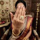 Js Fashion High Gold Royal Kundan And Pota Stone Designer Ring