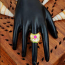 Js Fashion High Gold Royal Kundan And Pota Stone Designer Ring