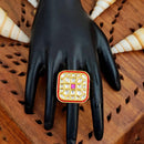 Js Fashion High Gold Royal Kundan And Pota Stone Designer Ring