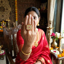 Js Fashion High Gold Royal Kundan And Pota Stone Designer Ring