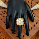 Js Fashion Heritage High Gold Kundan Stone And Meenakari Ring