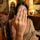 Js Fashion Heritage High Gold Kundan Stone And Meenakari Ring