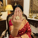 Js Fashion Heritage High Gold Kundan Stone And Meenakari Ring