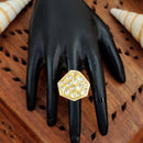 Js Fashion Heritage High Gold Kundan Stone And Meenakari Ring